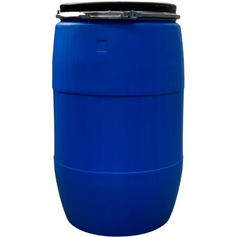 120 literes levehető tetejű, bajonett záras műanyag mosott hordó