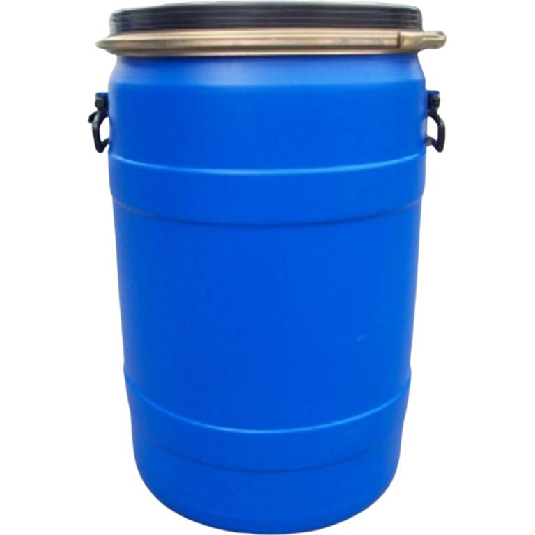 120 literes levehető tetejű, bajonett záras műanyag mosott hordó, Élelmiszerre is! két füles