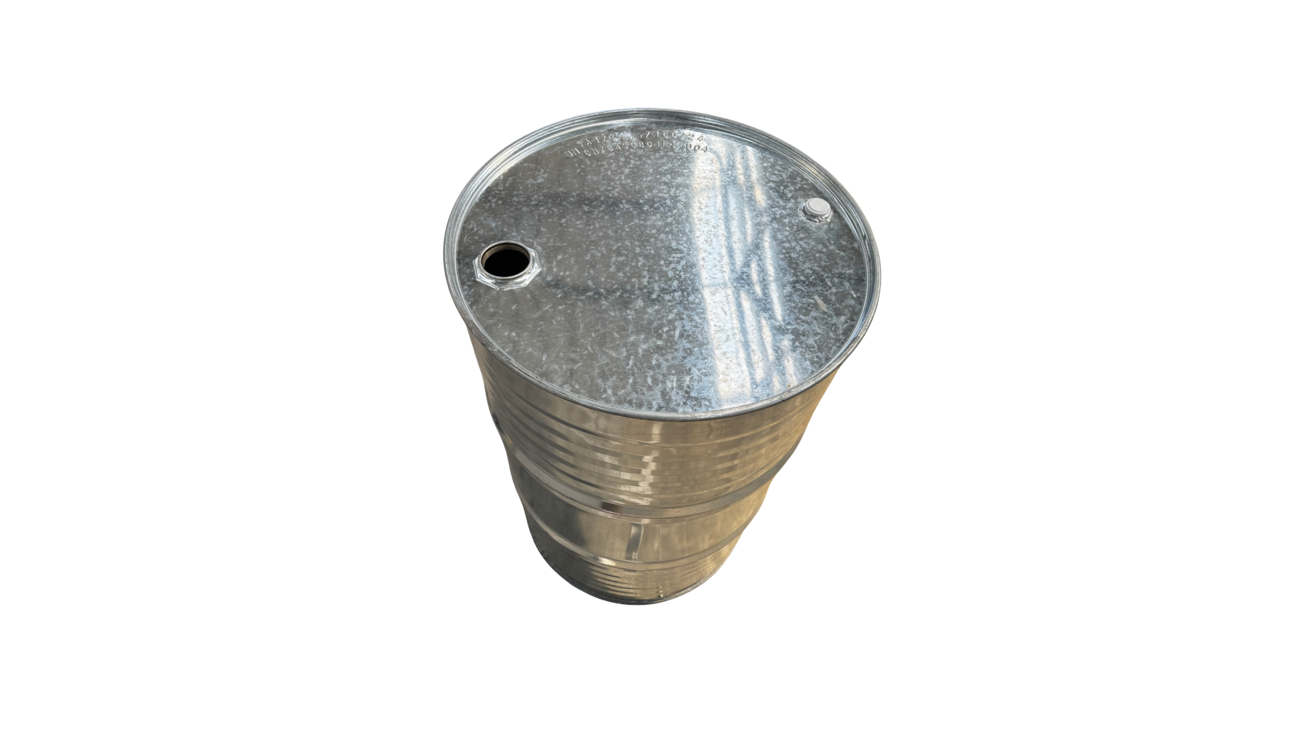 216,5 literes rögzített tetejű (zárt) ,Un minősített , mosott horganyzott fémhordó , Un minősítéssel II. Osztály - Image 3